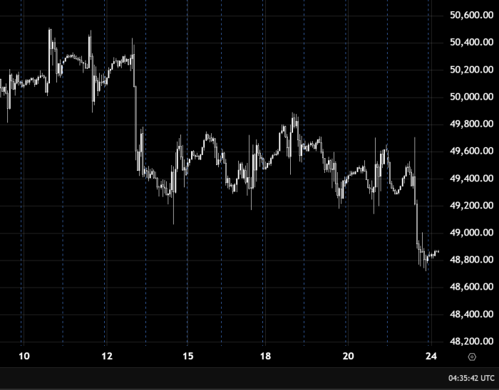 Dow Jones снижается ниже 49000