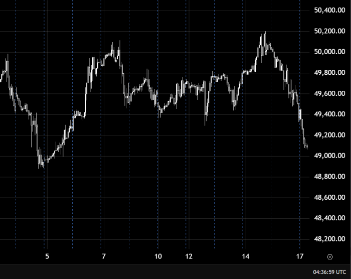 Dow Jones продолжает восходящее движение выше 49500